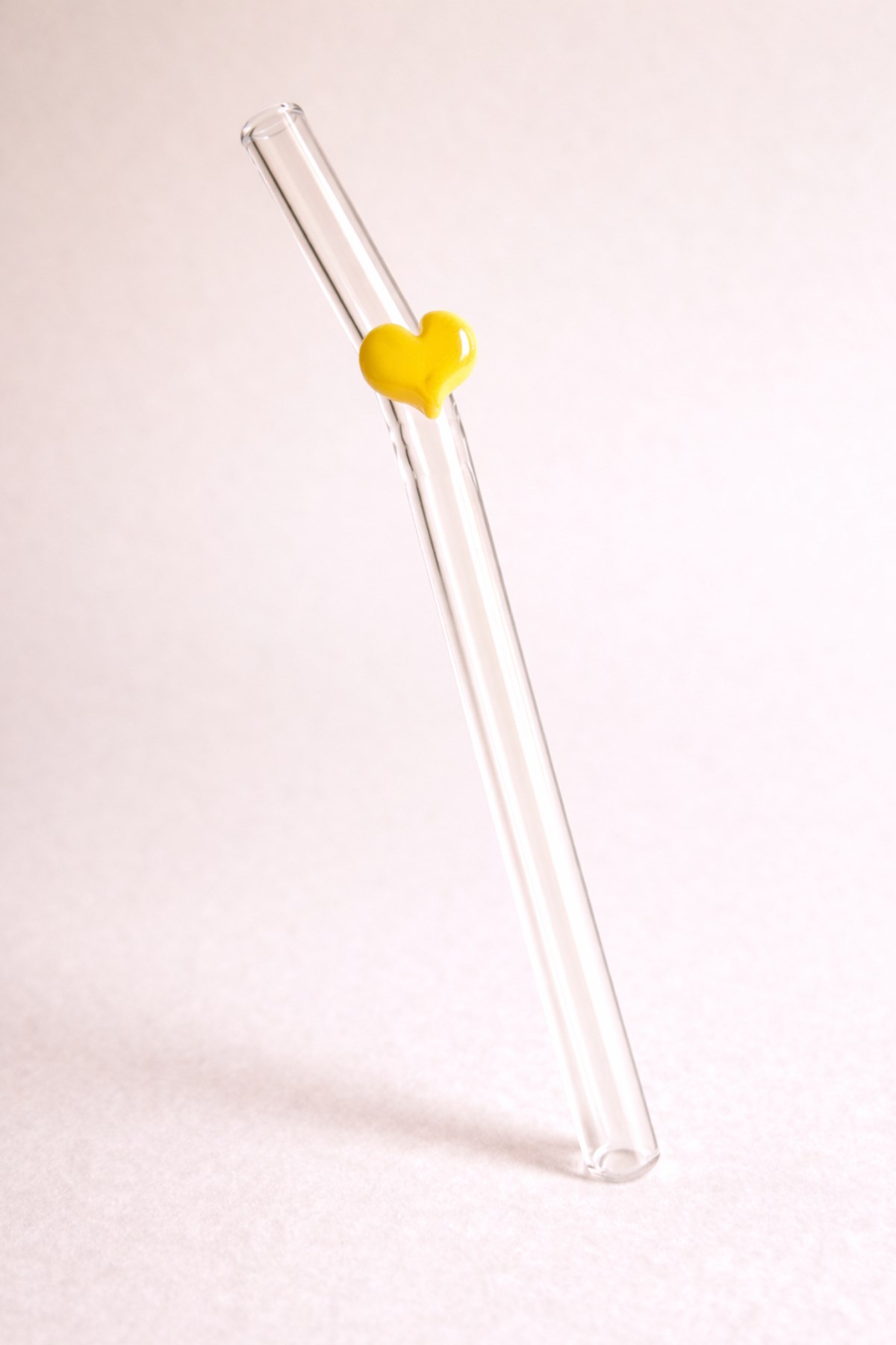 Sarı Kalp Figürlü Cam Pipet
