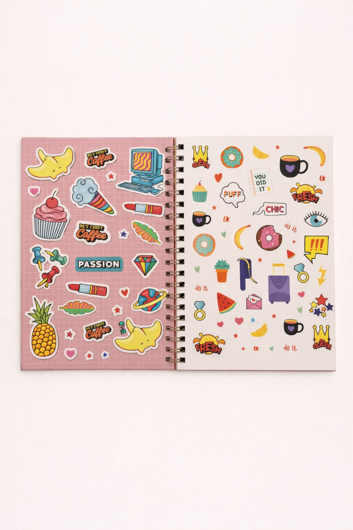Spiralli Pudra Zemin Benim Ajandam Stickerlı Plan Ajandası 18x25cm