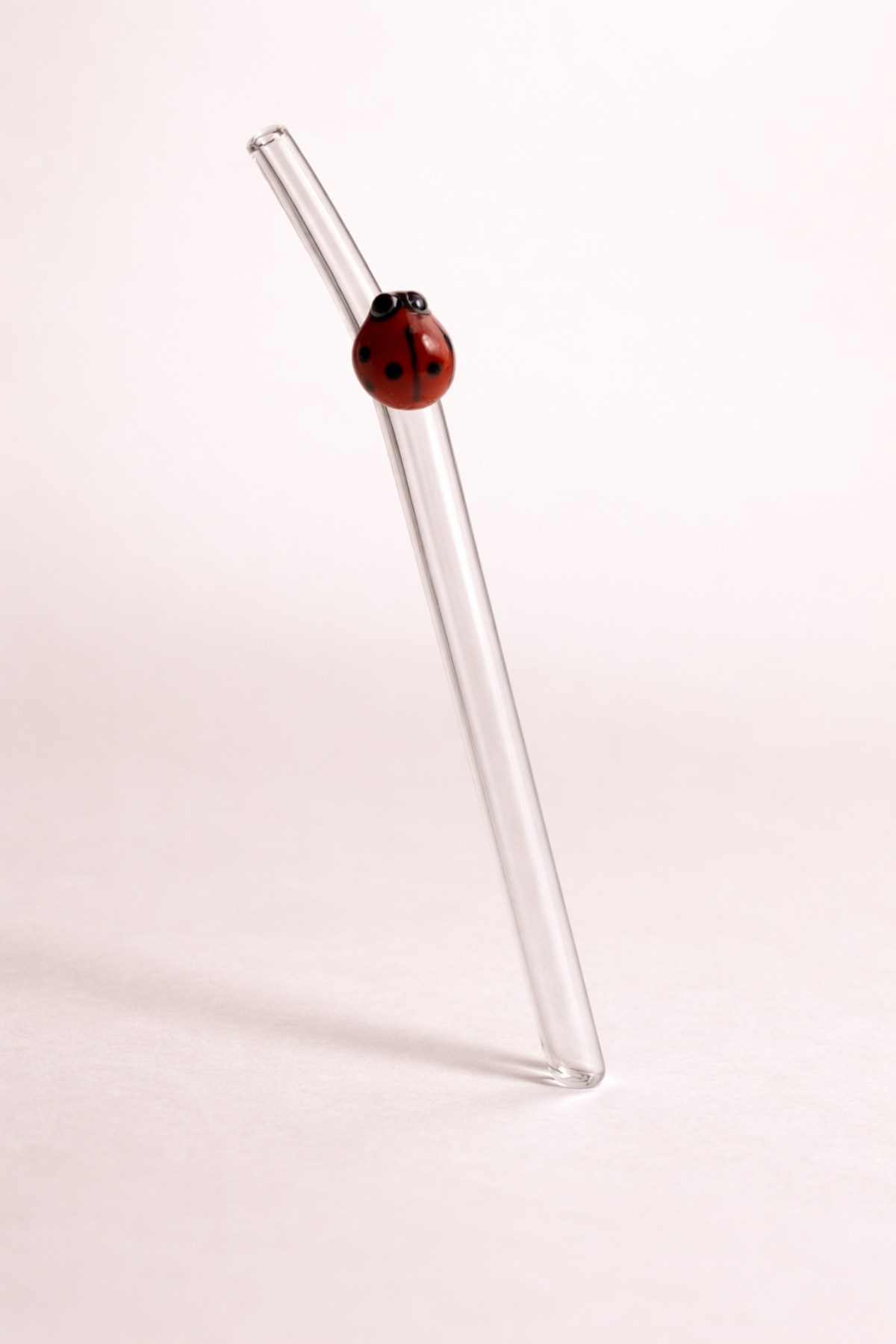 Tombul Uğur Böcek Figürlü Cam Pipet