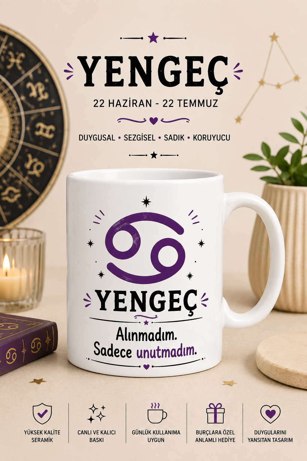 Yengeç Burcu Baskı Kupa