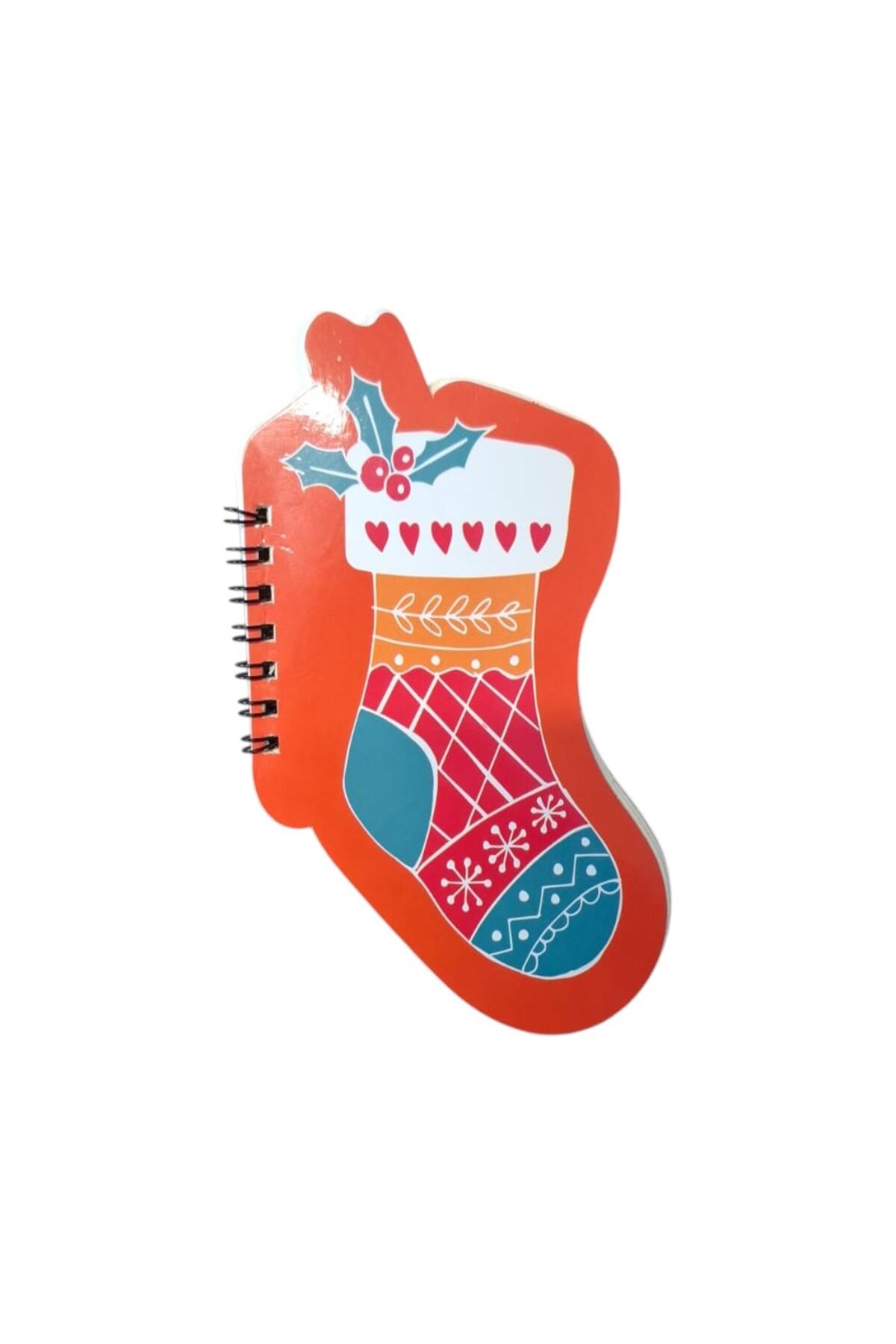 Yılbaşı Hediye Çorabı Konseptli Spiralli Defter