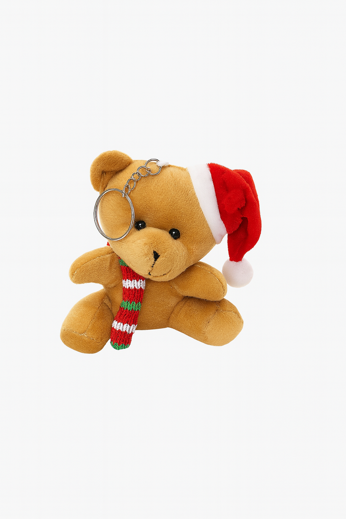 Yılbaşı Şapkalı Kahverengi Peluş Ayı Anahtarlık