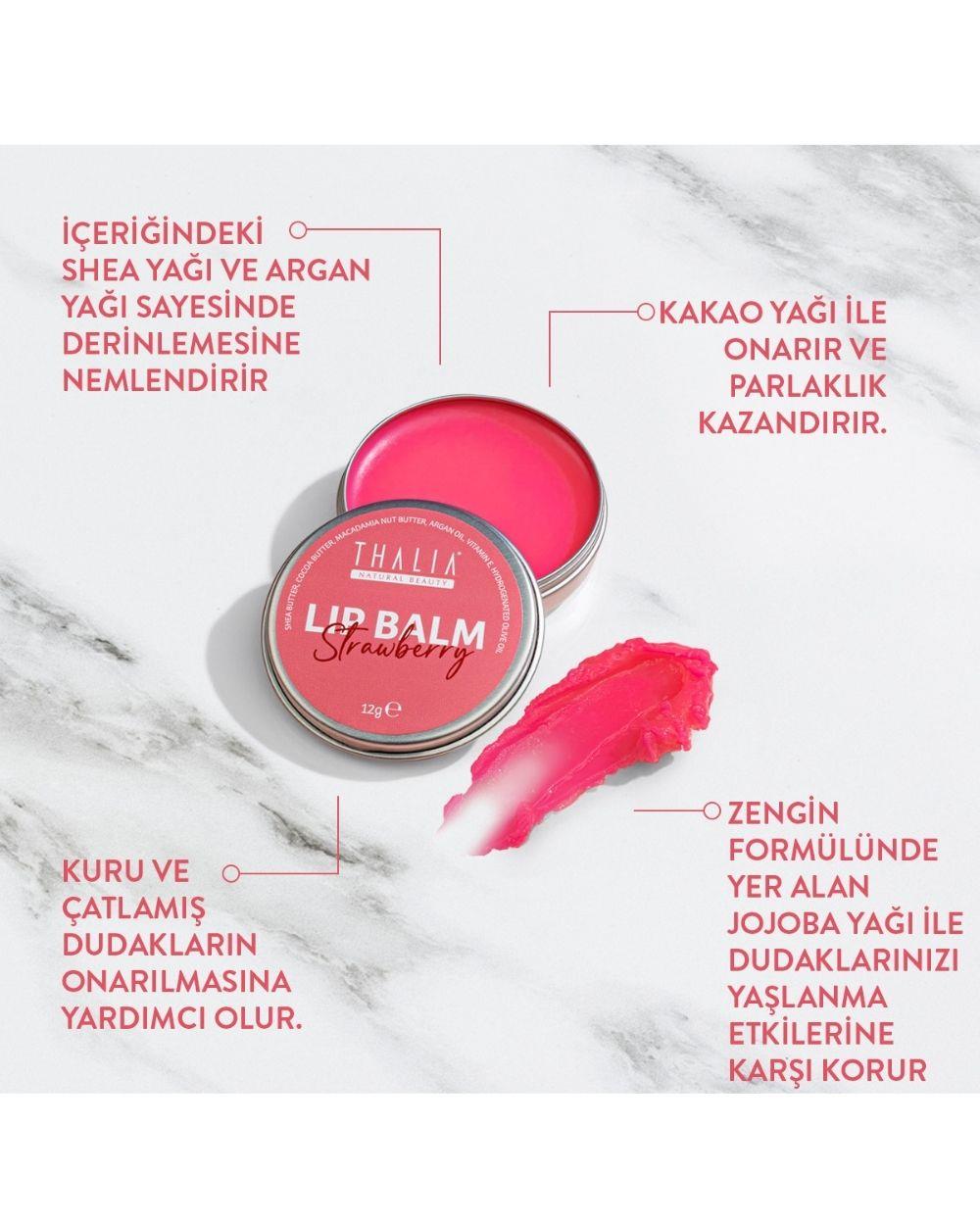 Yoğun Nemlendirme Etkili Çilek Aromalı Dudak Balsamı 12Gr