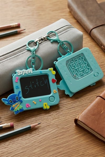 10X7 Cm Yeşil Stitch Mini Tabletli Anahtarlık