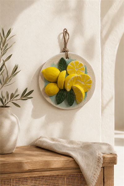 14 Cm Dilim Limon Seramik Duvar Panosu