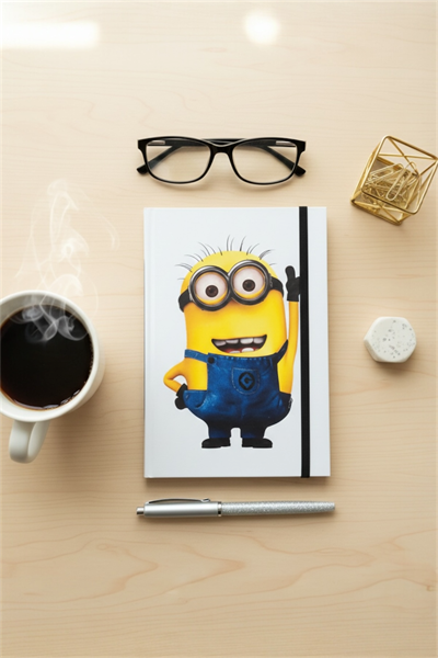 20 Cm Beyaz Minyon Baskılı Çizgisiz Defter