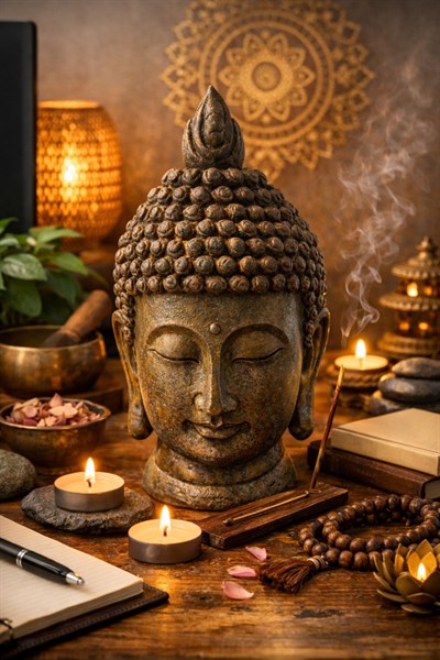 30 Cm Buddha Kafası Büst Heykeli