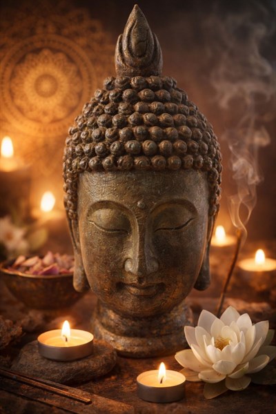 30 Cm Buddha Kafası Büst Heykeli