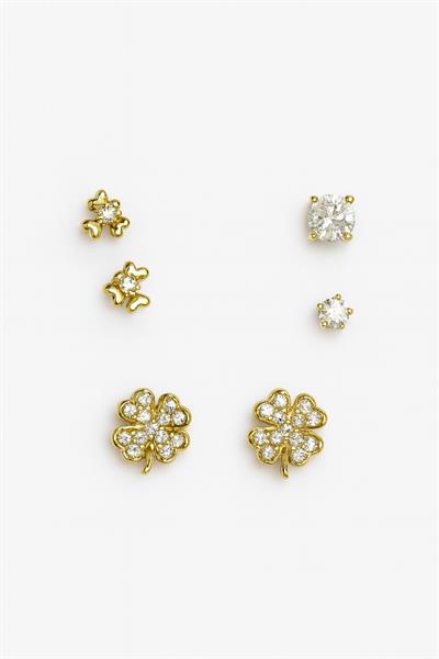 6 LI MİNİ BEYAZ TAŞLI YONCA KÜPE