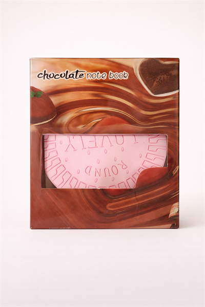 8 Cm Kakao Kokulu Pembe Bisküvi Desenli Defter