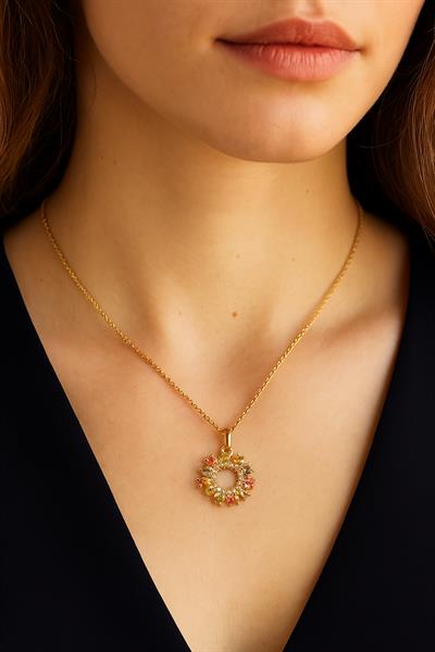 8 Kareli Renkli Taşlı Kolye