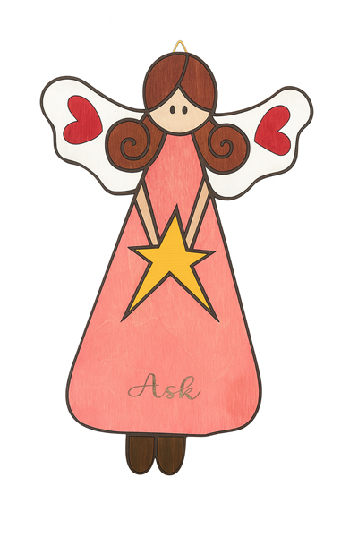 25 Cm Ahşap Melek Aşk