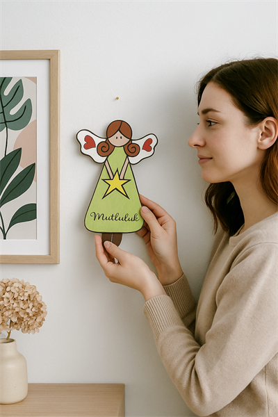 25 Cm Ahşap Melek Mutluluk