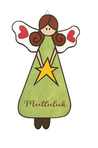 25 Cm Ahşap Melek Mutluluk