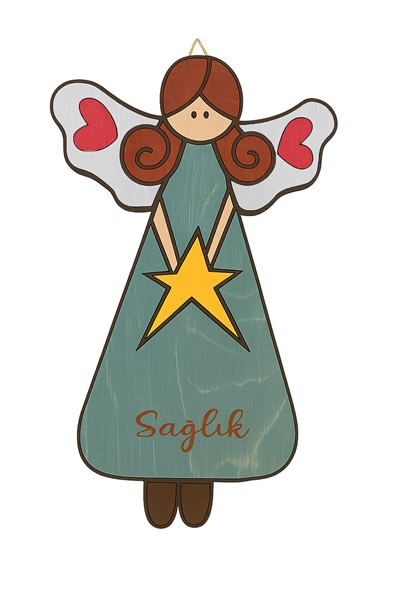 25 Cm Ahşap Melek Sağlık