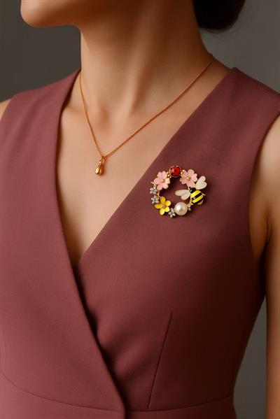 ARI KELEBEK ÇİÇEK UĞUR BÖCEĞİ ÇELENK İĞNELİ BROŞ