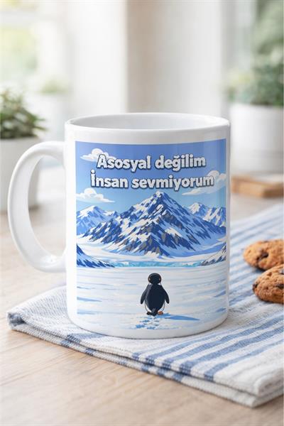ASOSYAL DEĞİLİM İNSAN SEVMİYORUM PENGUEN KUPA BARDAK