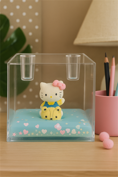 BEYAZ HELLO KITTY YEŞİL SULU SULU KARE KALEMLİK