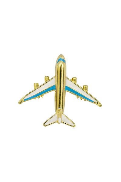 BEYAZ MAVİ UÇAK İĞNELİ BROŞ