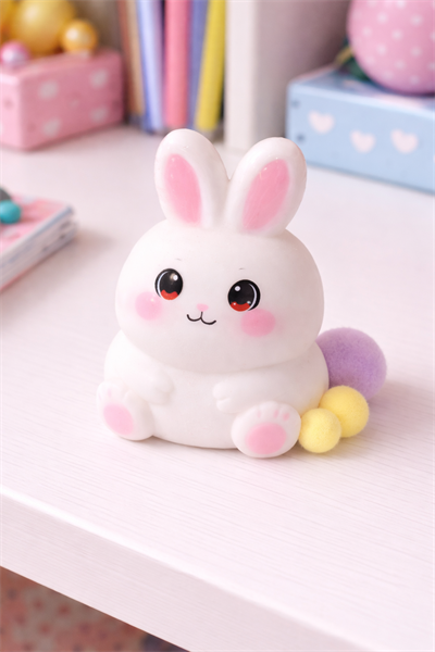 Beyaz Oturan Squishy Tavşan