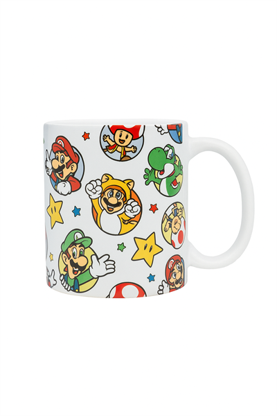 BEYAZ ZEMİN SUPER MARIO VE ARK. KUPA BARDAK