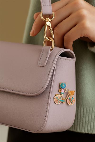 Bisikletli Kedi İğneli Broş