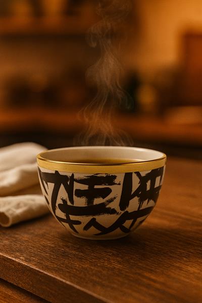 Black White Seramik Kulpsuz Fincan