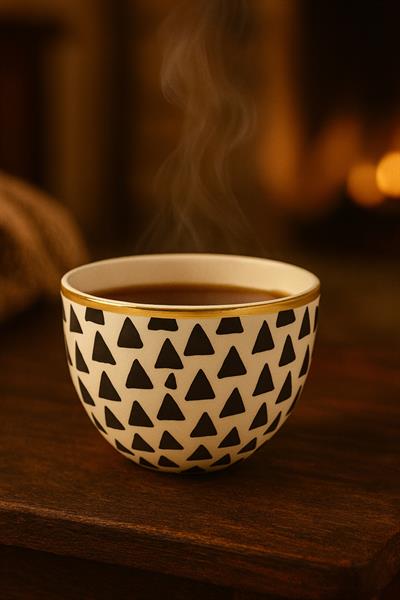 Black White Seramik Kulpsuz Fincan