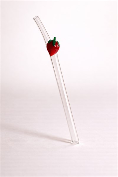 Çilek Figürlü Cam Pipet