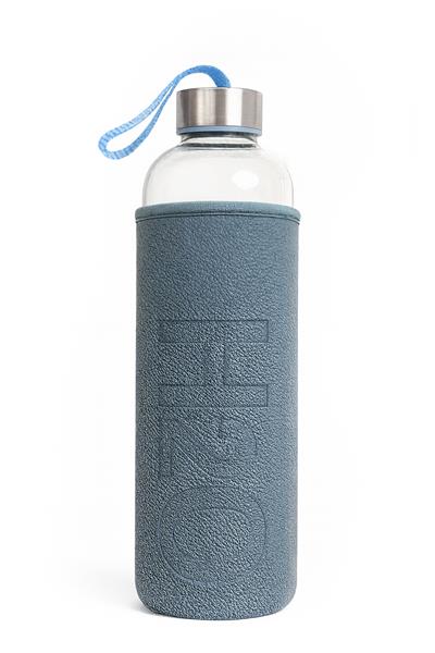 DERİ KILIFLI CAM MATARA 1 LT MAVİ