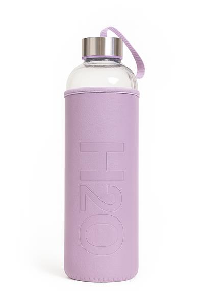 DERİ KILIFLI CAM MATARA 1 LT MOR