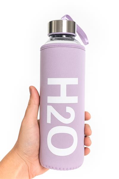 DERİ KILIFLI CAM MATARA 750 ML MOR