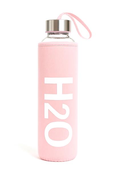 DERİ KILIFLI CAM MATARA 750 ML  PEMBE