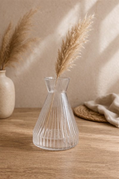 Düz Çizgili Cam Vazo