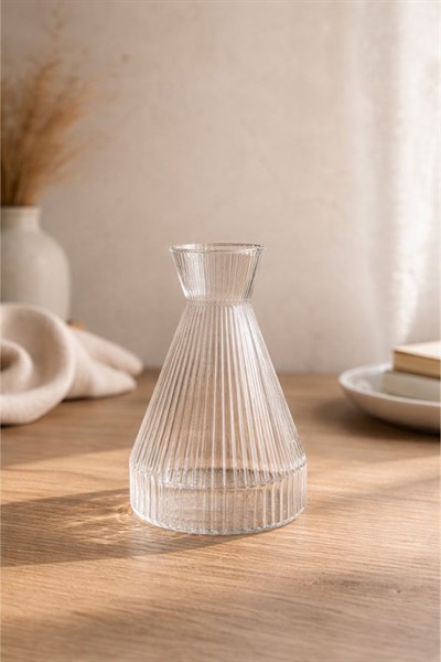 Düz Çizgili Cam Vazo