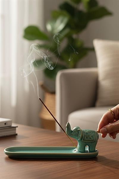 Turkuaz Filli Uzun Tütsü Tabağı