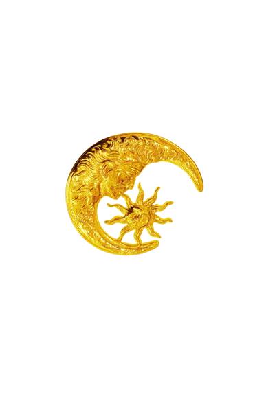 Gold Büyük Ay Güneş İğneli  Broş