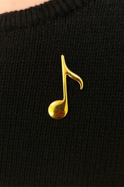 Gold Büyük Nota İğneli Broş