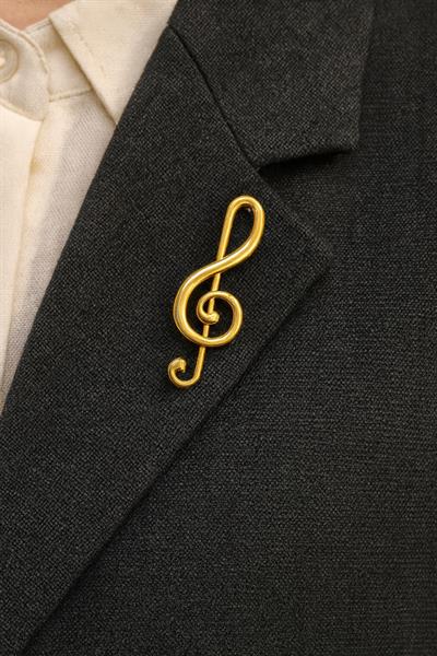 Gold Büyük Sol Anahtar İğneli Broş