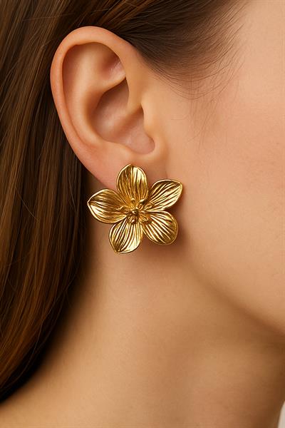 GOLD LOTUS ÇİÇEĞİ KÜPE