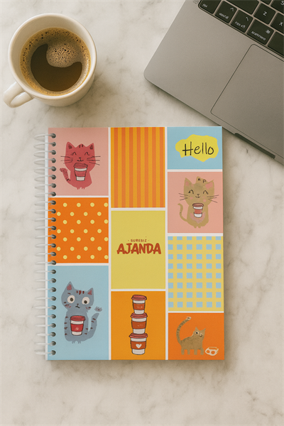 Hello Kedi Stickerlı Spiral Defter