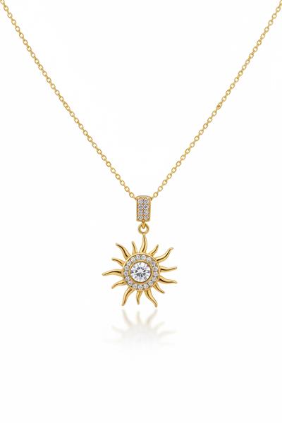 İçi Parça Taşlı Güneş Çelik Kolye