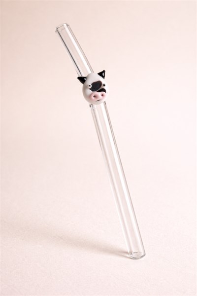 İnek Kafa Figürlü Cam Pipet