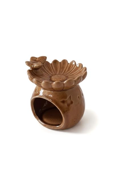 Açık Kahverengi Kelebekli Seramik Buhurdanlık