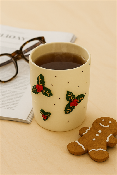 Kokina Çiçeği Kabartmalı Kulpsuz Kupa