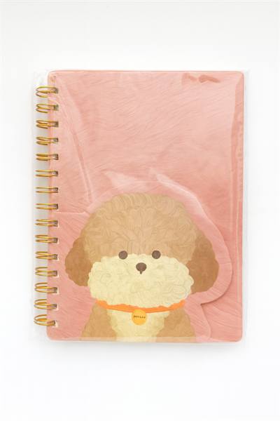Pembe Kapak Poodle Spiral Defter