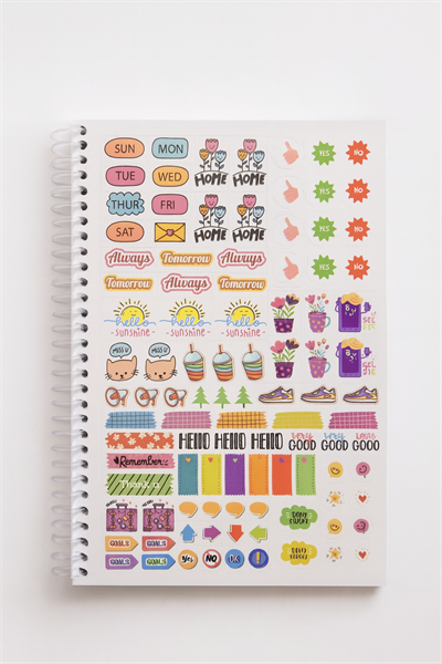 Kruvasanlı Kedi Stickerlı Spiral Defter