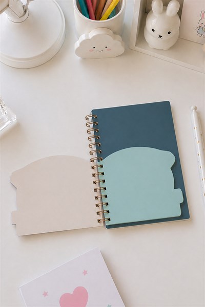 Lacivert Kapaklı  Kedi Kapaklı Spiral Defter