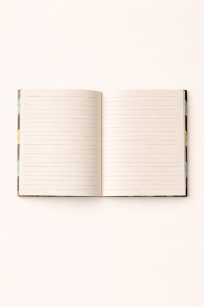 Lacivert Zeminli Turuncu Kuş Çizgili Defter 15x15cm