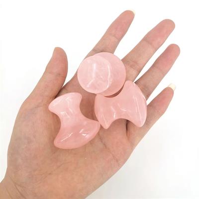 Mantar Gua Sha Yüz Masaj Taşı - Pembe Kuvars Taşı